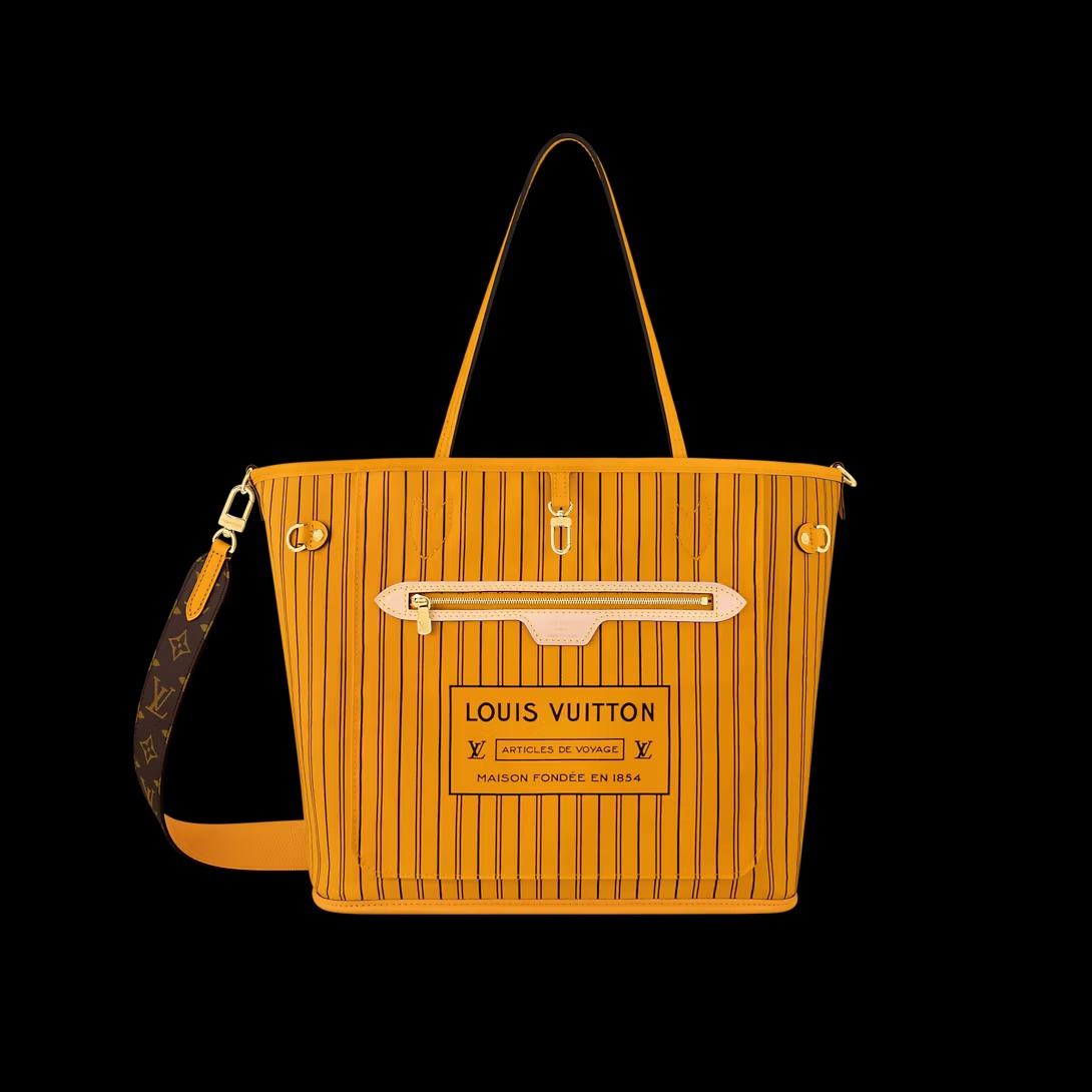 루이비통 토트백 네버풀 반둘리에 인사이드 아웃 MM 사프란 옐로우 M12779