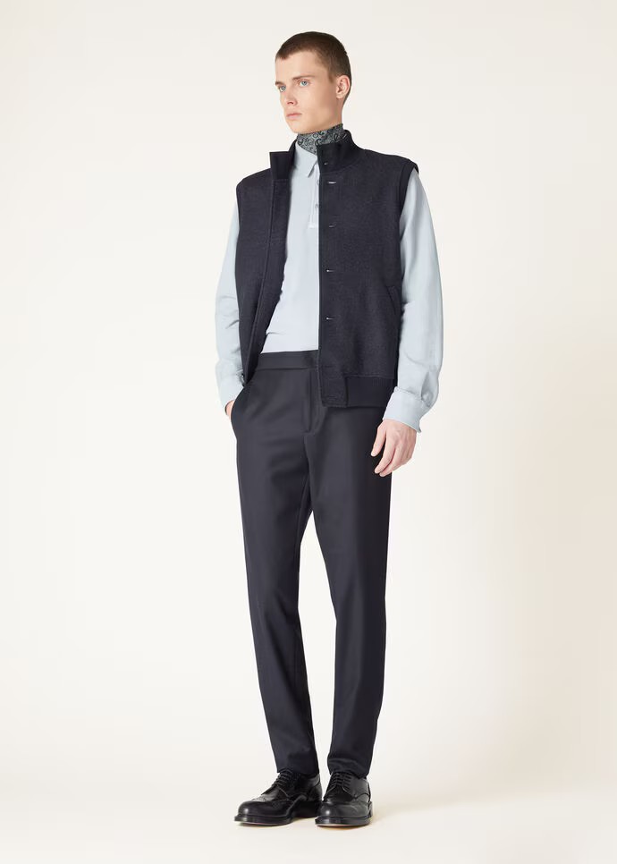 로로피아나 베스트 슬림핏 네이비 블루 그레이 멜란지 FAI8975_BZ80