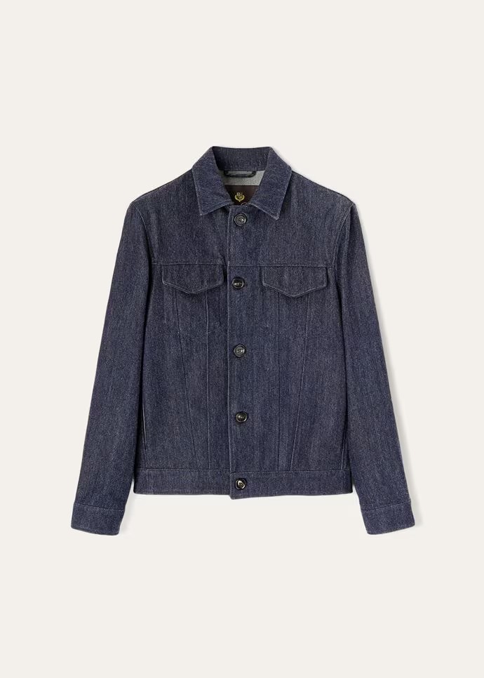 로로피아나 자켓 루즈 핏 일본산 코튼 캐시미어 섀도우 블루 FAN1938_W0ZP