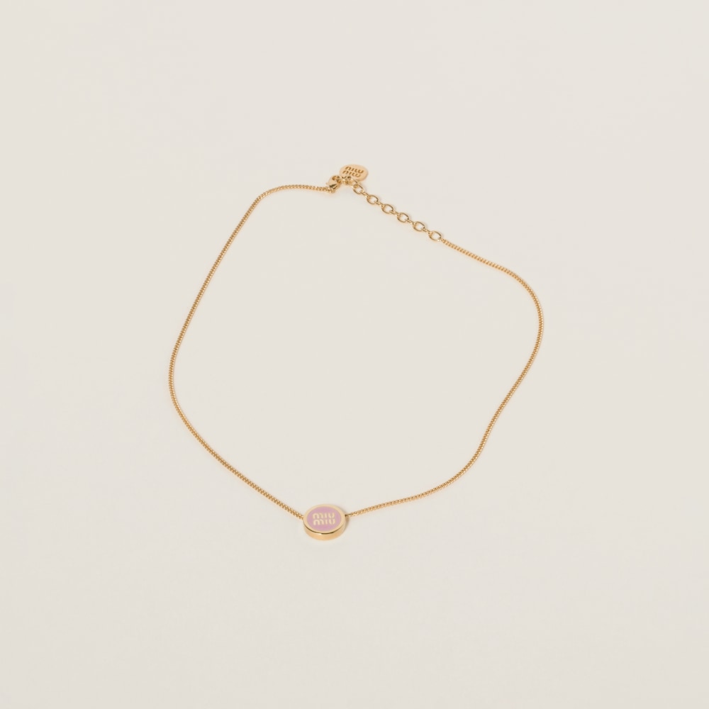 미우미우 메탈 목걸이 에나멜 오키드 핑크 48cm 5IC096_2F6T_F0615