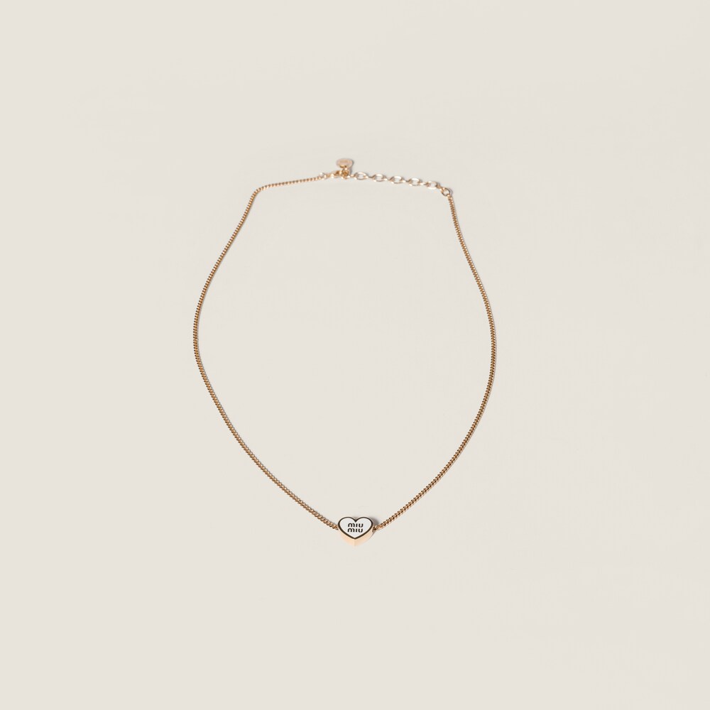 미우미우 목걸이 하트 펜던트 골드 화이트 5IC257_2IE2_F061C